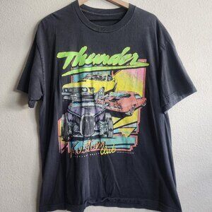 Vintage Thunder Kustom Club Shirt Mens Large Black 1984 Hot Rod Cars Graphic 80s
